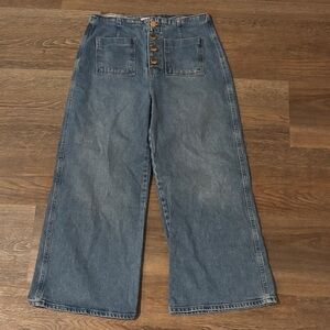 ZARA Women's Blue Wide-Leg Jeans